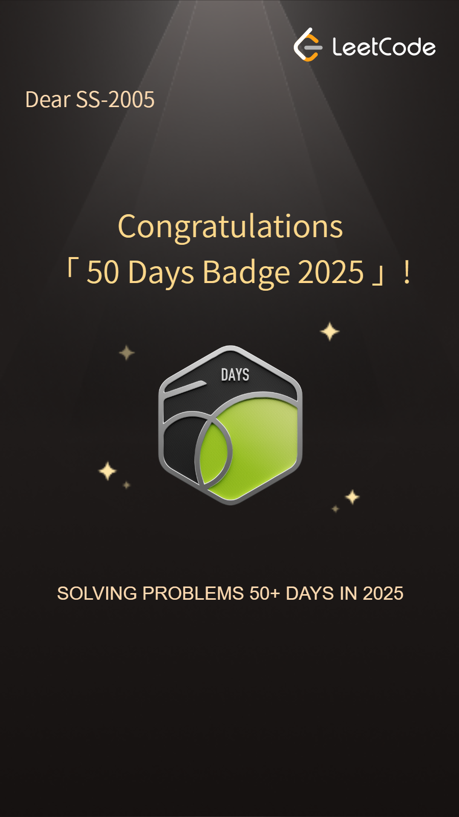 50 days Streak of Leetcode